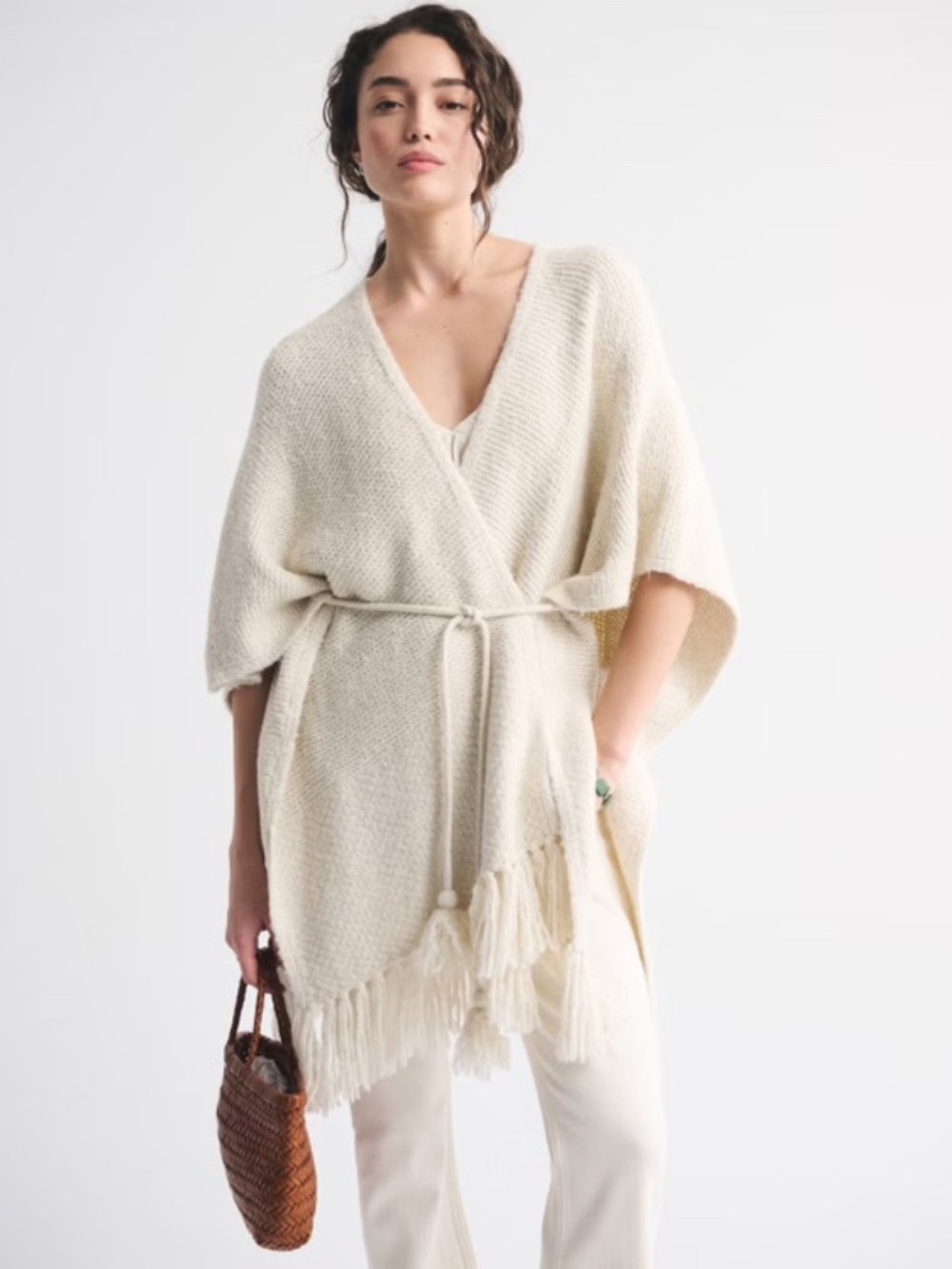 abercrombie fringe belted cardigan